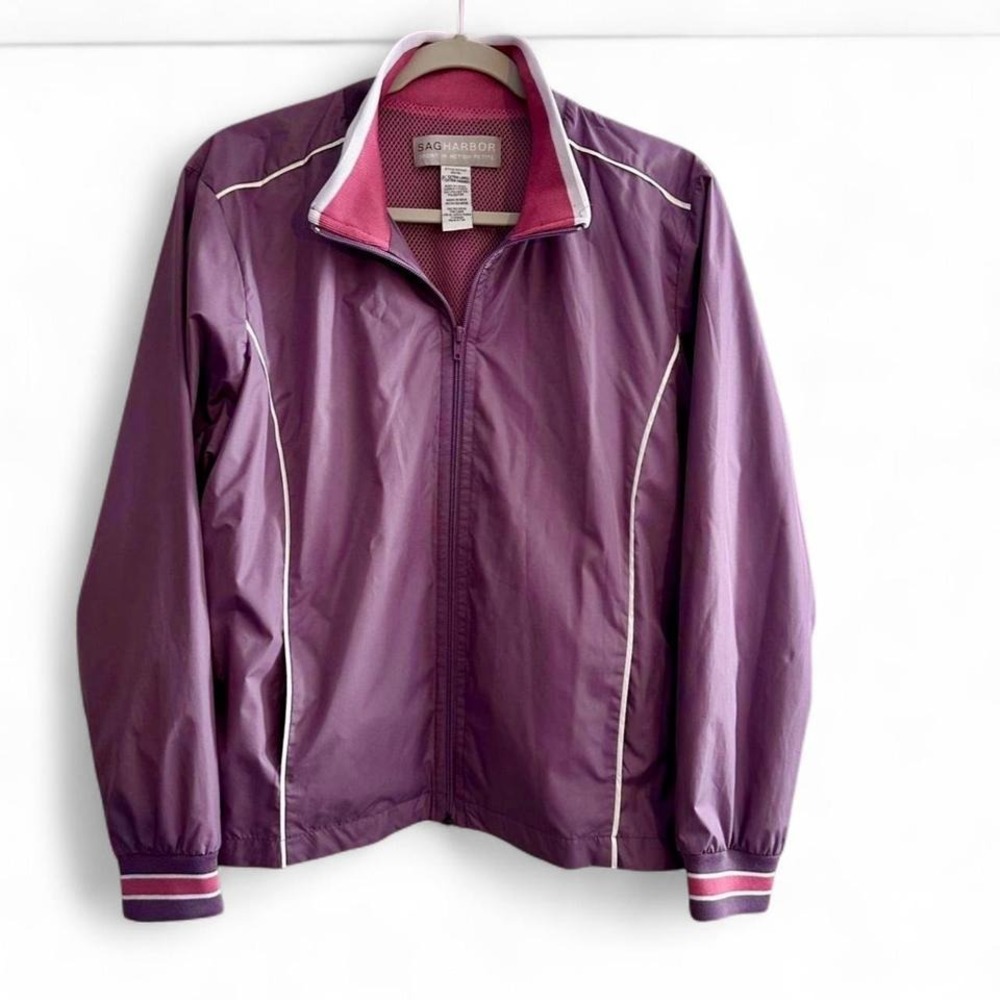 Vintage Purple and Pink Windbreaker Jacket Full Zip 90's‎ XL Petite